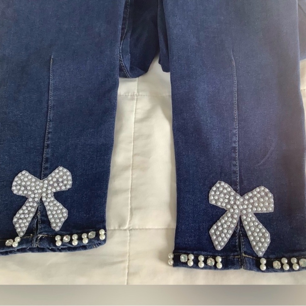 Women's Blue Jeans with Bow Detail XL